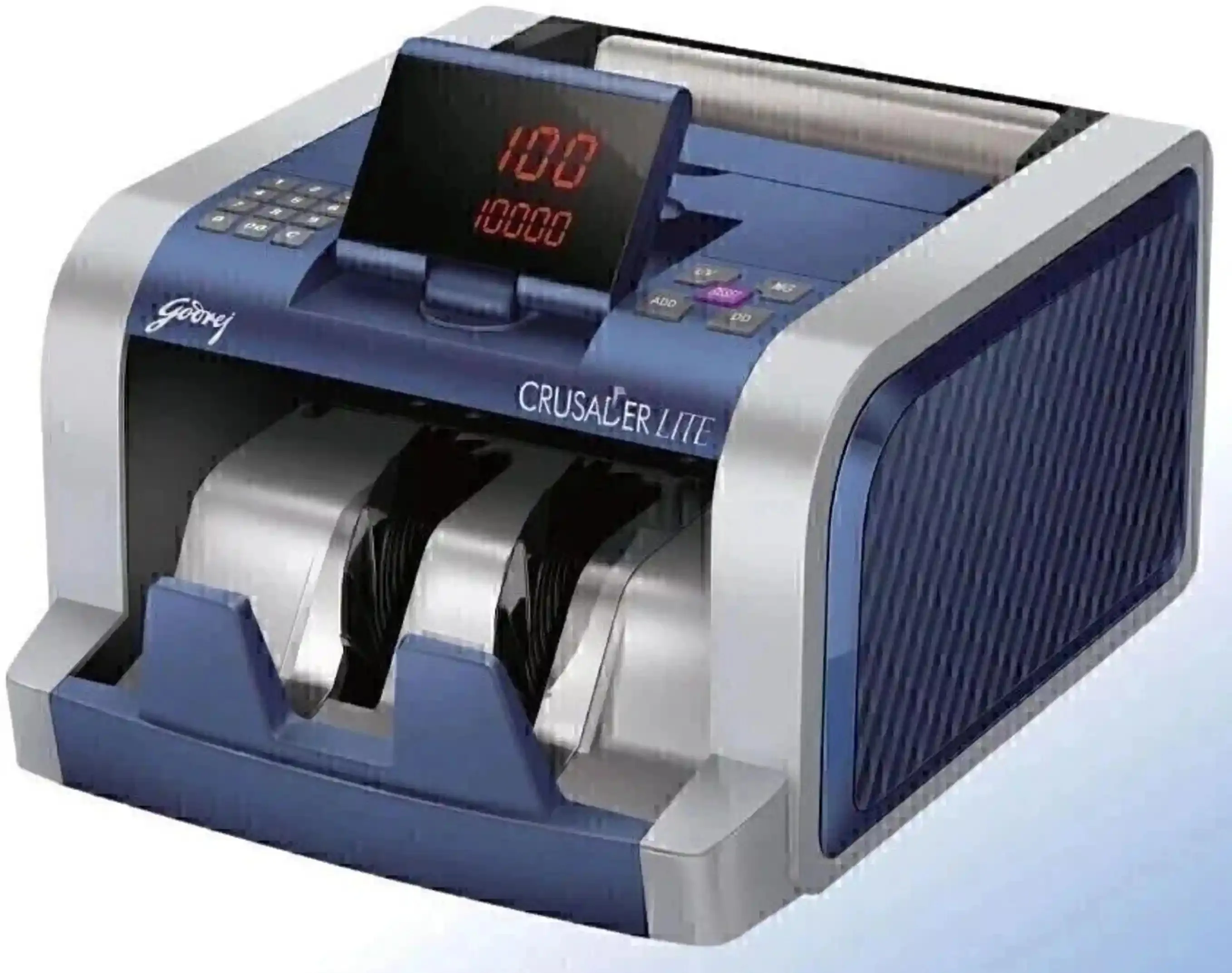Godrej Crusader Lite loose note counting machine at JF Technology. Features 1000 notes/min speed
